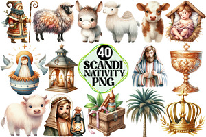 Scandi Nativity Christmas Clipart, an Illustration by Pixels.Craft