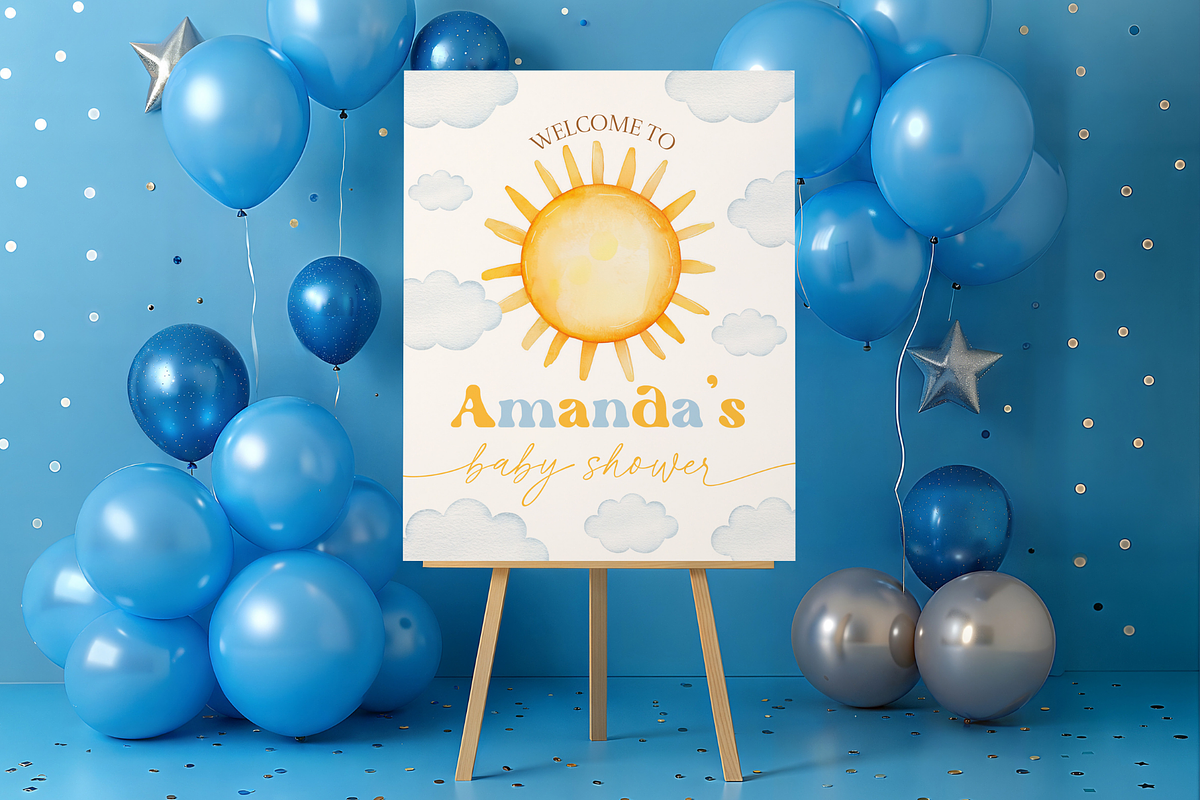 Sun Welcome Sign for Baby Shower, a Templates & Theme by VeliusCreativeStudio (Photo 3 of 3)