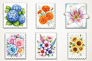 Floral Postage Stamp Clipart, an Illustration by RobertsArt (Thumbnail 3 of 5)