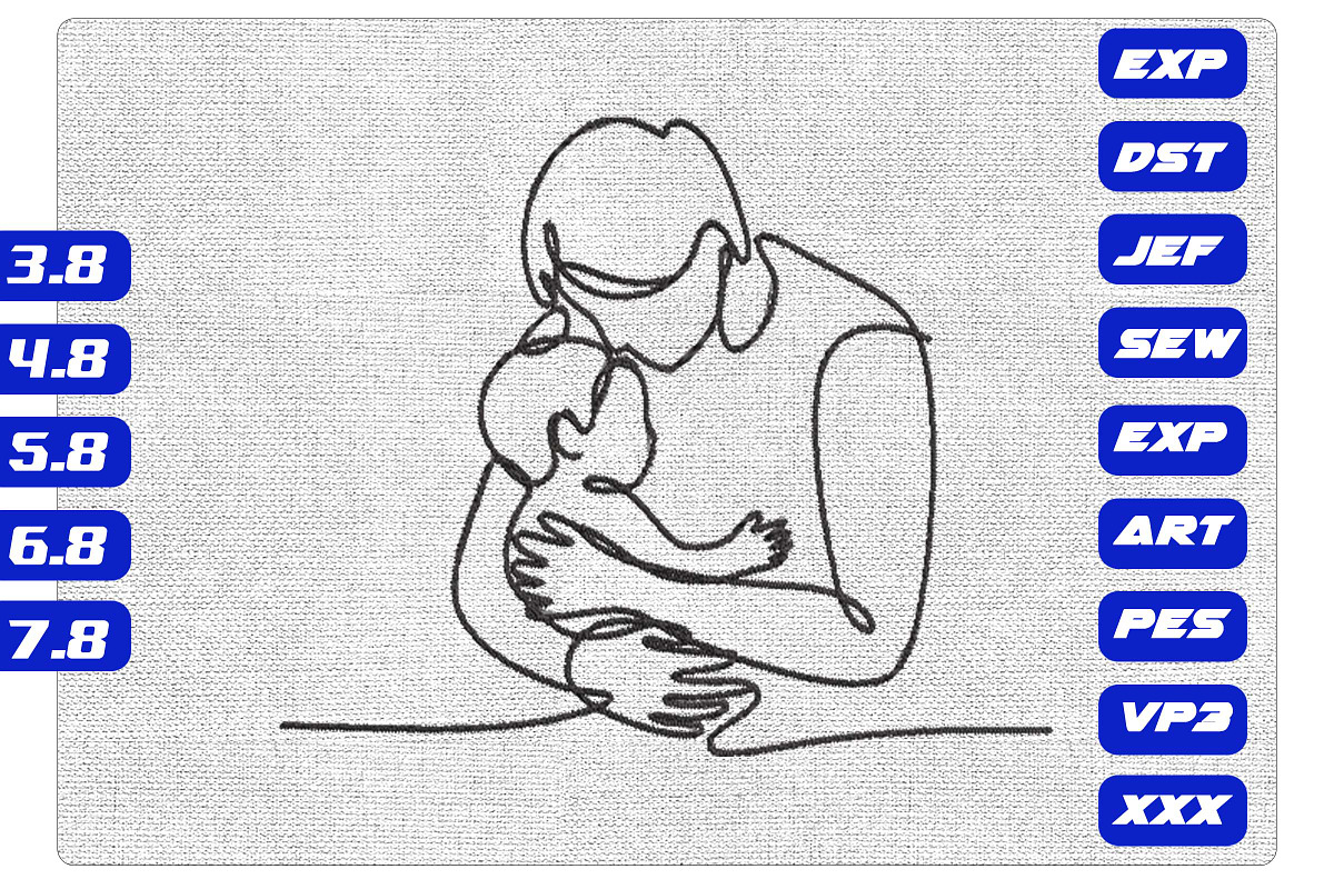 Father and Baby Hug Embroidery Line, an Illustration by Purpose Ekbal (Photo 1 of 3)