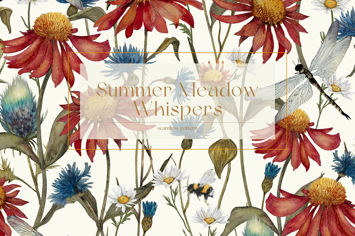 Summer Meadow Whispers Pattern, a Pattern Graphic by MouseGrey (Photo 1 of 10)