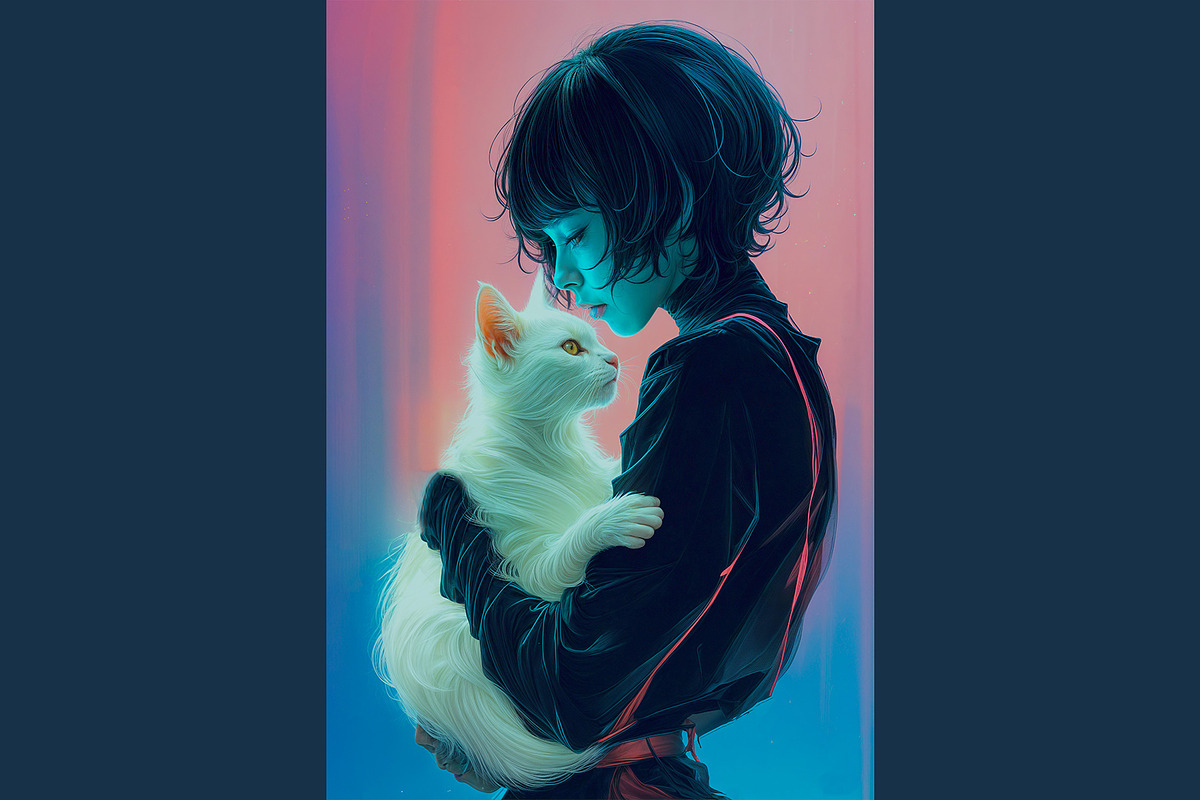 Cyberpunk Girl Cat Clipart, a Person Illustration by StockVerse Creative (Photo 2 of 4)
