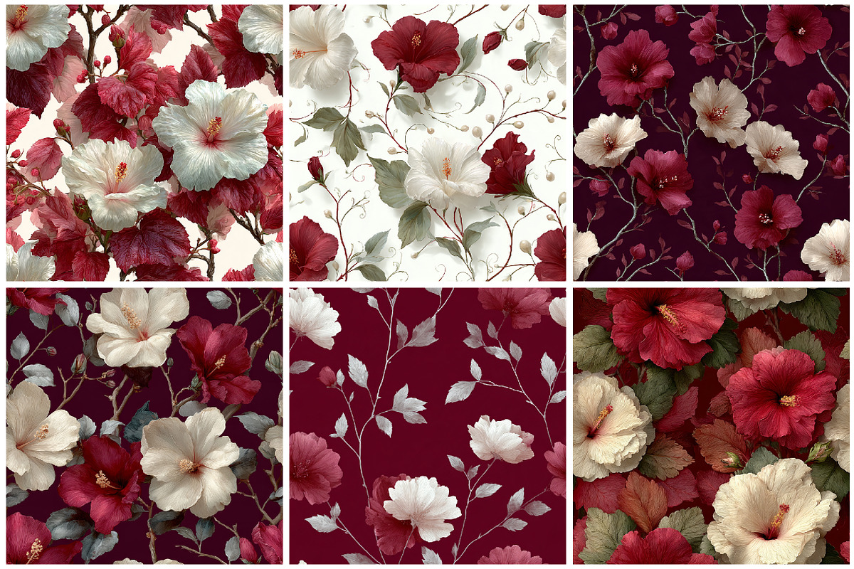 White Hibiscus Digital Paper, a Texture Graphic by CitraGraphics (Photo 2 of 7)