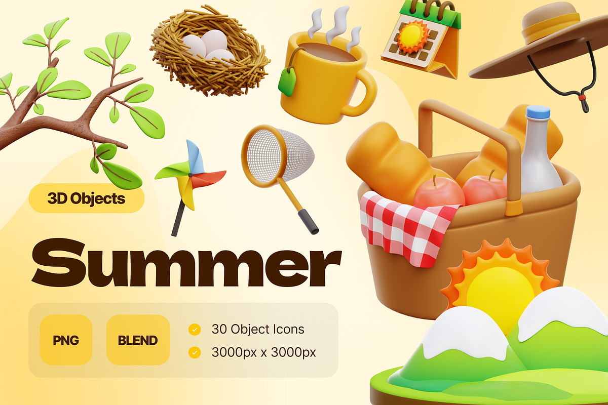 3D Summer Illustrations, an Environmental 3D Model by Rakata Studio (Photo 1 of 6)