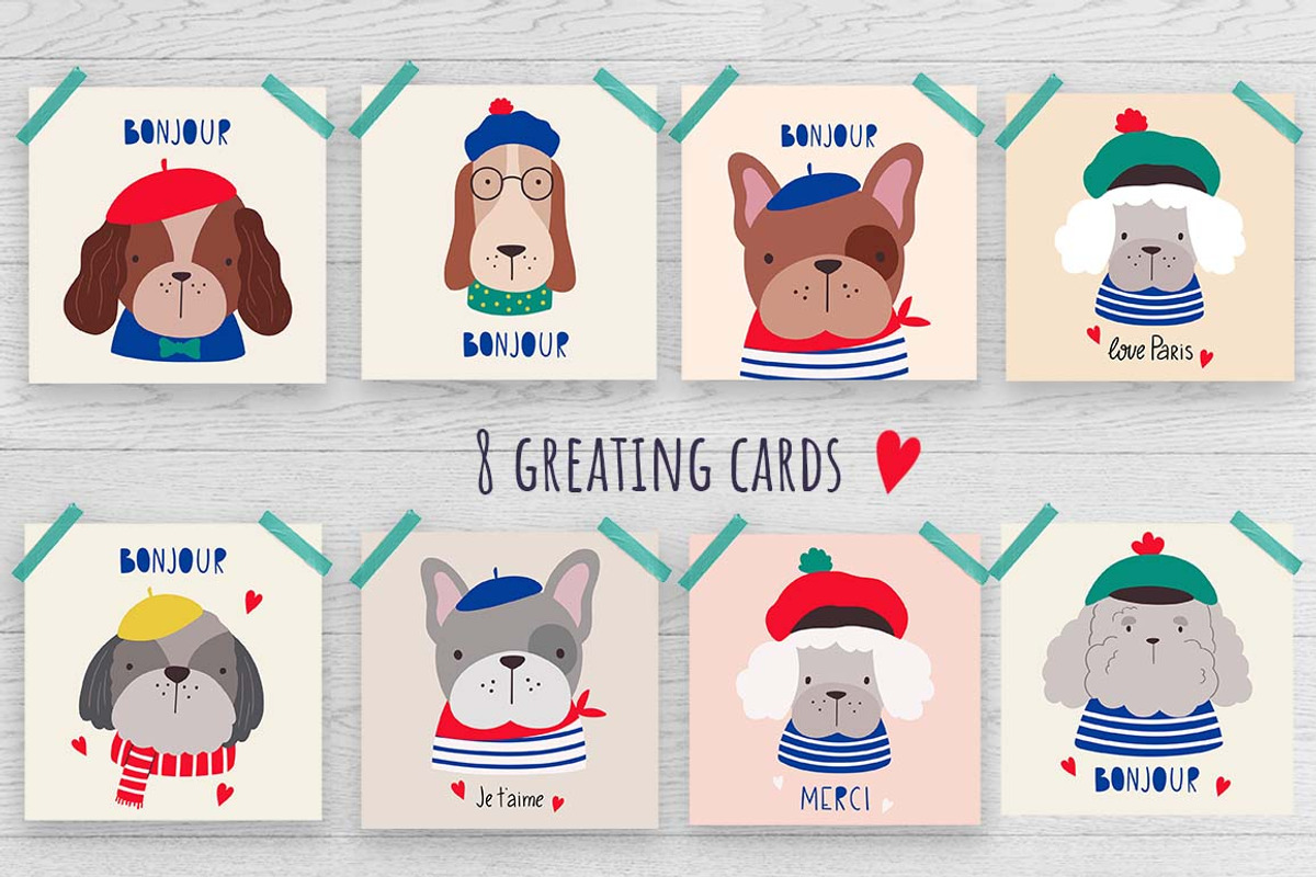 Cute French Dogs vector collection, an Animal Illustration by Irina Ostapenko (Photo 5 of 8)