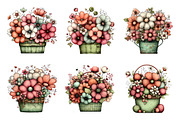 Watercolor spring flower basket PNG, an Illustration by SinaCreation (Thumbnail 2 of 11)
