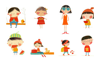 Collection of cute cartoon children, a Person Illustration by Sybillla