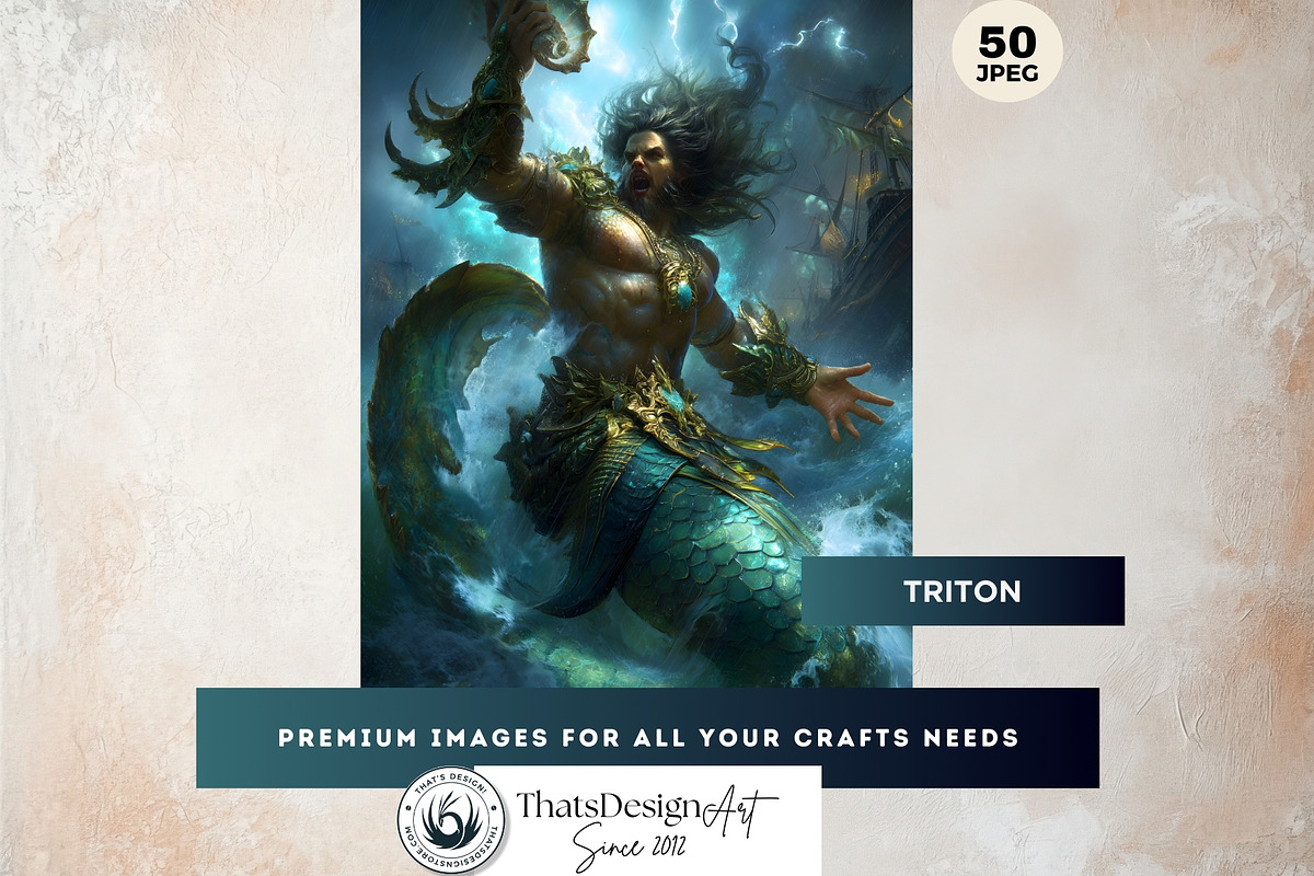 Greek Sea Gods Digital Papers, a Person Illustration by ThatsDesignArt (Photo 7 of 10)