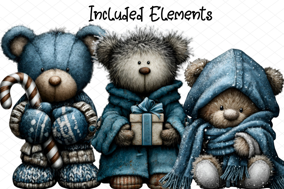 Whimsical Christmas Icy Blue Teddy B, an Illustration by cherrydesign (Photo 2 of 4)