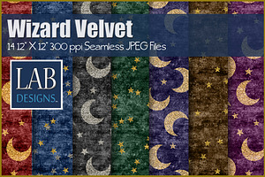 14 Wizard Velvet Glitter Moon & Star
