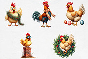 Cute Christmas Funny Chicken Clipart, an Illustration by CrexoraLab (Thumbnail 3 of 5)