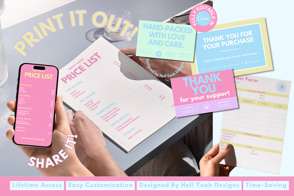 Pretty Pop Branding Kit Templates, a Templates & Theme by Hell Yeah Designs (Photo 10 of 10)