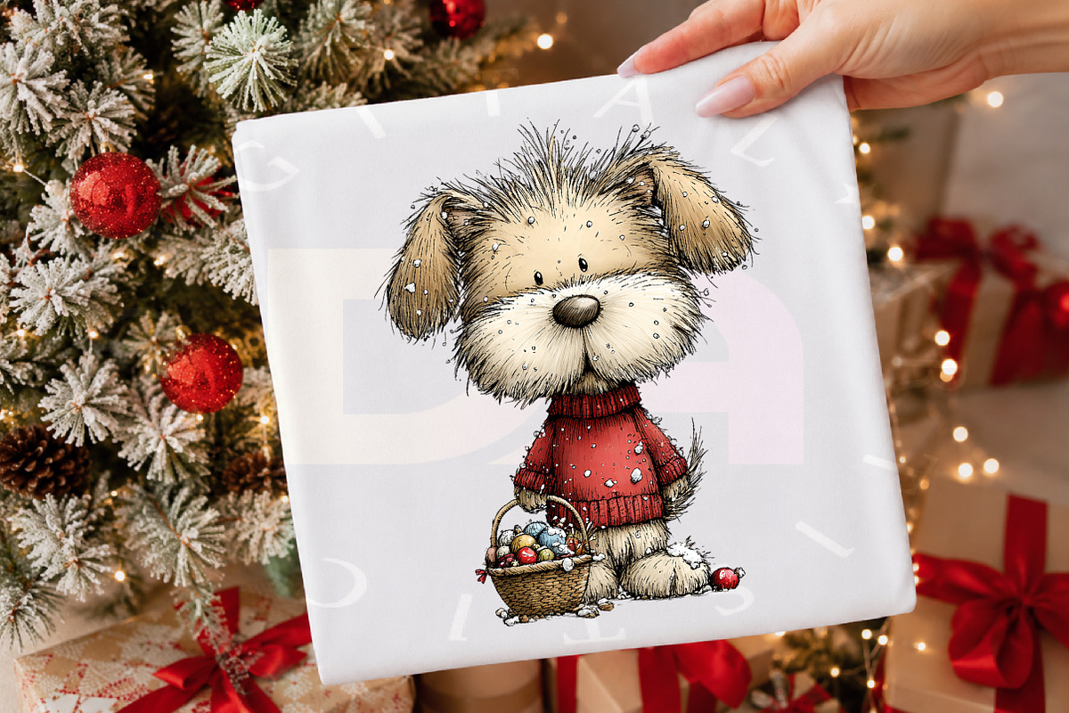Watercolor Christmas Dog Clipart PNG, a Transportation Illustration by Digital Artistic99 (Photo 4 of 8)