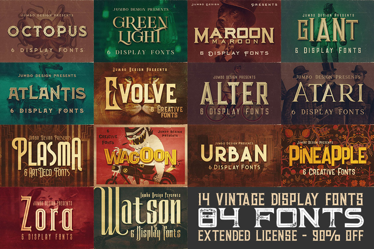 SALE 14 Display Fonts - 84 Fonts