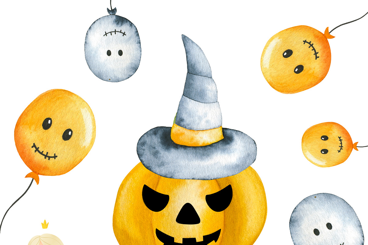 Watercolor Halloween Clipart, an Illustration by Natalya_Mona_Art (Photo 8 of 10)