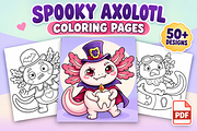 Spooky Axolotl Coloring Pages Vol. 1, an Animal Illustration by Inkivelle Studio (Thumbnail 1 of 3)
