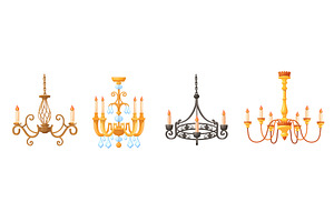 Cartoon vintage chandeliers. Classic, an Object Illustration by Stock-Smart-Start