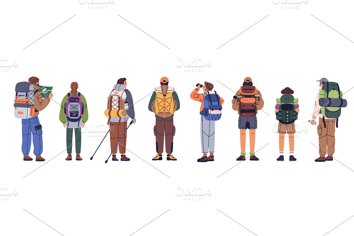 People with backpacks backs, a Sport Illustration by YummyBuum