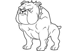Muscular Bulldog Cartoon Character, an Illustration by HitToon