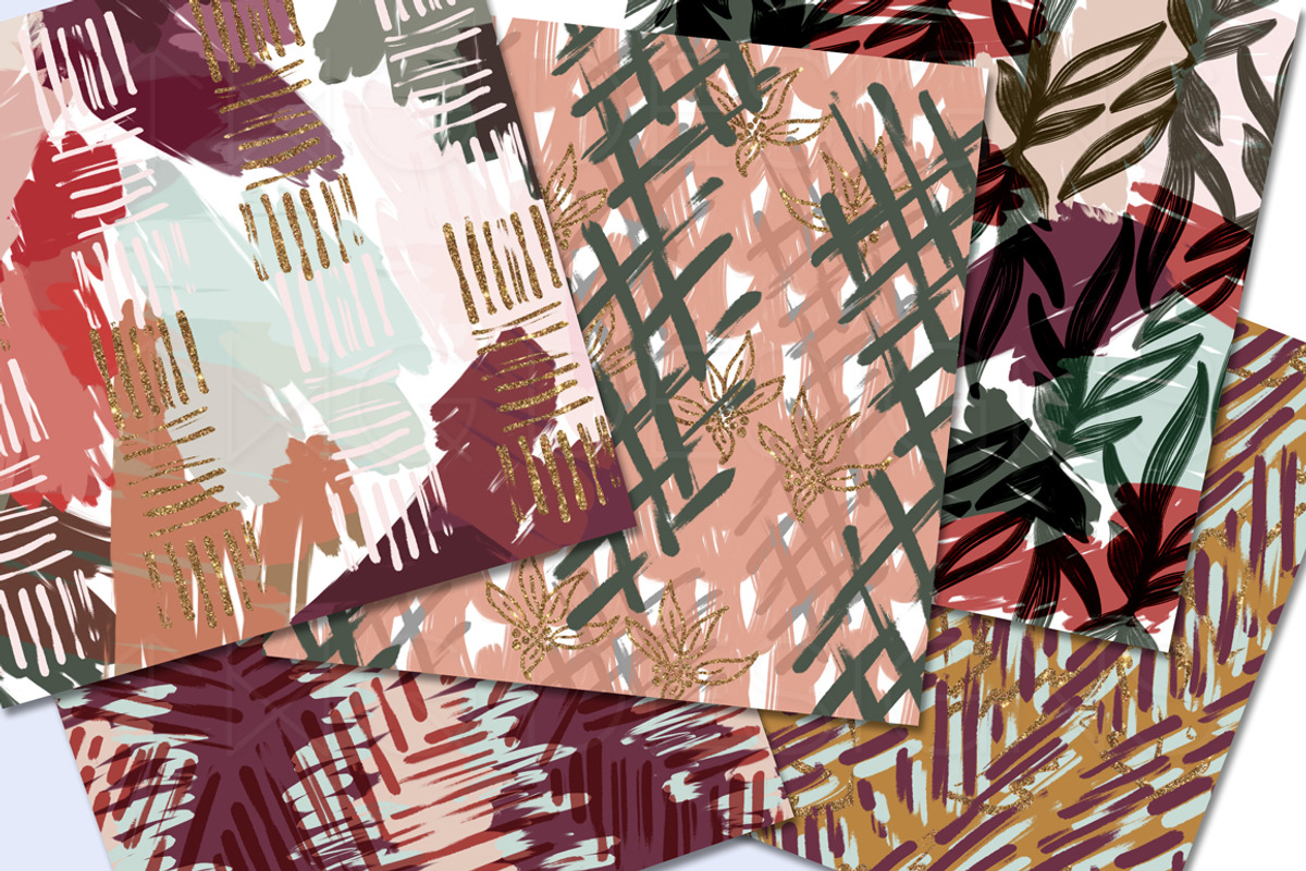 Fall Autumn Painterly Digital Papers, a Pattern Graphic by TWG Designs
