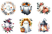 Halloween Floral Ghost Clipart, an Illustration by DreamArtGraphic (Thumbnail 4 of 5)