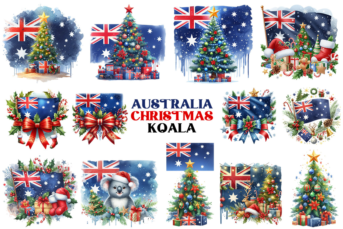 Australia Christmas Koala cliparts, a Seasonal Illustration by FITALARTSNEDIGI (Photo 4 of 10)
