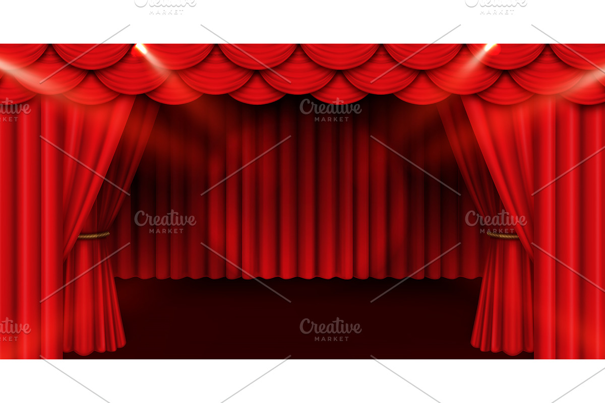 Red stage curtain with dramatic, an Object Illustration by art PVP - market