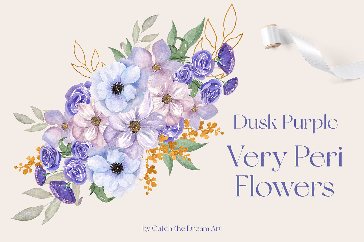 Dusk Purple. Very Peri Flowers 2022, a Decorative Illustration by Catch the Dream Art (Photo 22 of 22)