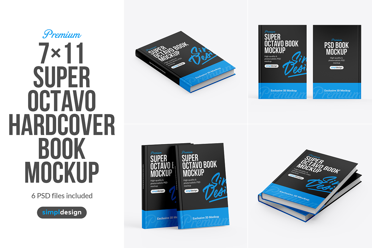 Super Octavo Hardcover Book Mockup, a Cups & Container Mockup by SimplDesign (Photo 1 of 13)