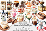 Watercolor Coffee Clipart, a Seasonal Illustration by Design Market (Thumbnail 1 of 5)