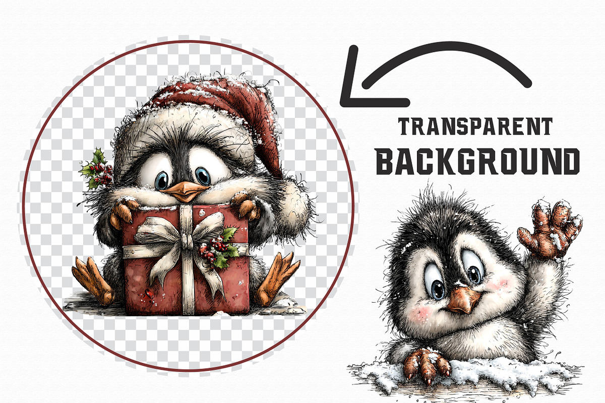 Christmas Peeking Penguin Clipart, an Illustration by Libby Wishes (Photo 2 of 7)