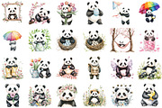 Cute Spring Panda Clipart, an Illustration by Sublimation Artist (Thumbnail 2 of 6)