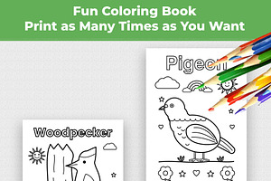 50 Pages Animal Coloring Book Kids