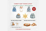 Cowboy Baby Denim Clipart Bundle, a Seasonal Illustration by Tanya Kart (Thumbnail 4 of 6)