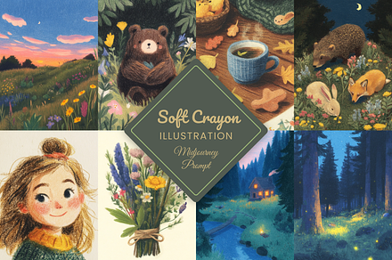 Crayon Illustration MidJourney Style