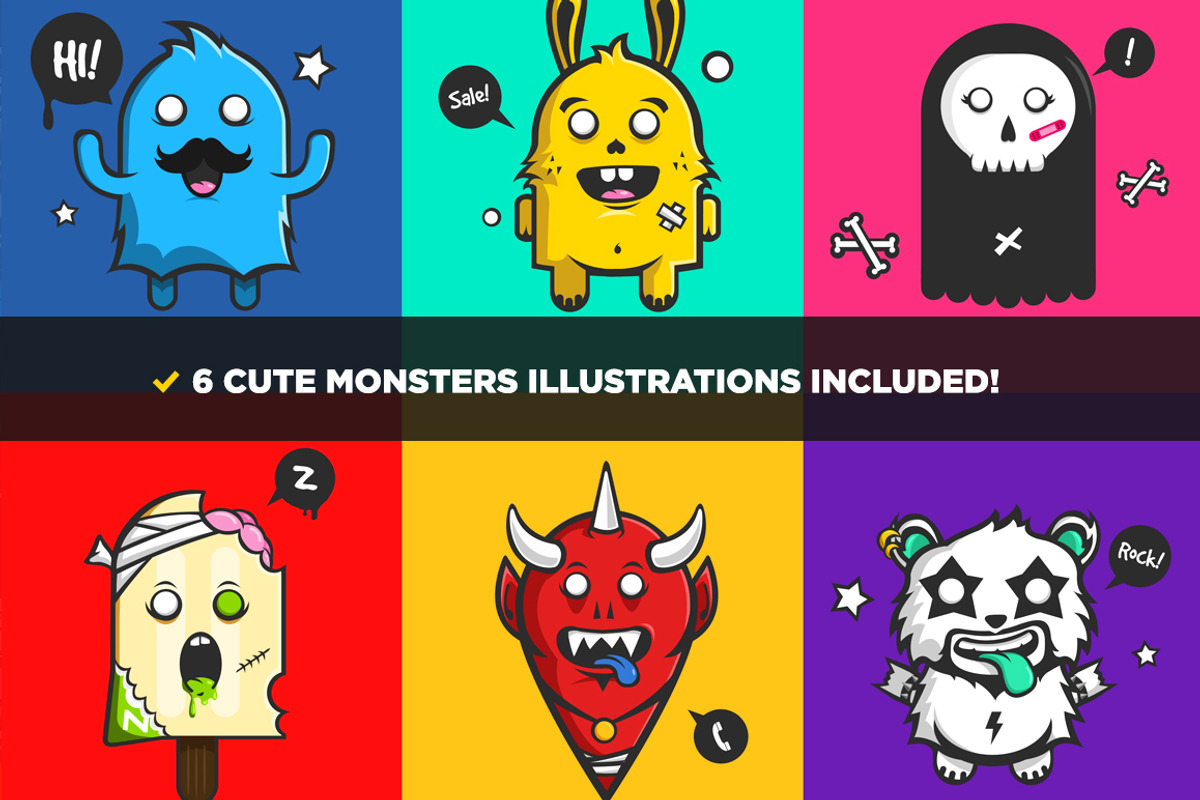 Cute Monsters Business Card Bundle, a Business Card Template by Odin_Design (Photo 5 of 12)