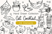 Funny Cocktail Cats Clipart Set, an Animal Illustration by DreamoraArt (Thumbnail 1 of 7)