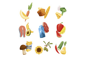 Colorful Variety of Fresh Food, a Food Illustration by Things for designers