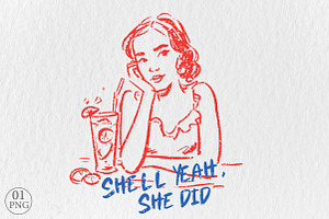 Shell Yeah, She Did! Sassy Swimsuit, an Illustration by Libby Wishes