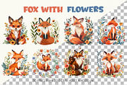 Fox with flowers. TShirt Sticker., an Animal Illustration by KENO Mascots (Thumbnail 2 of 11)