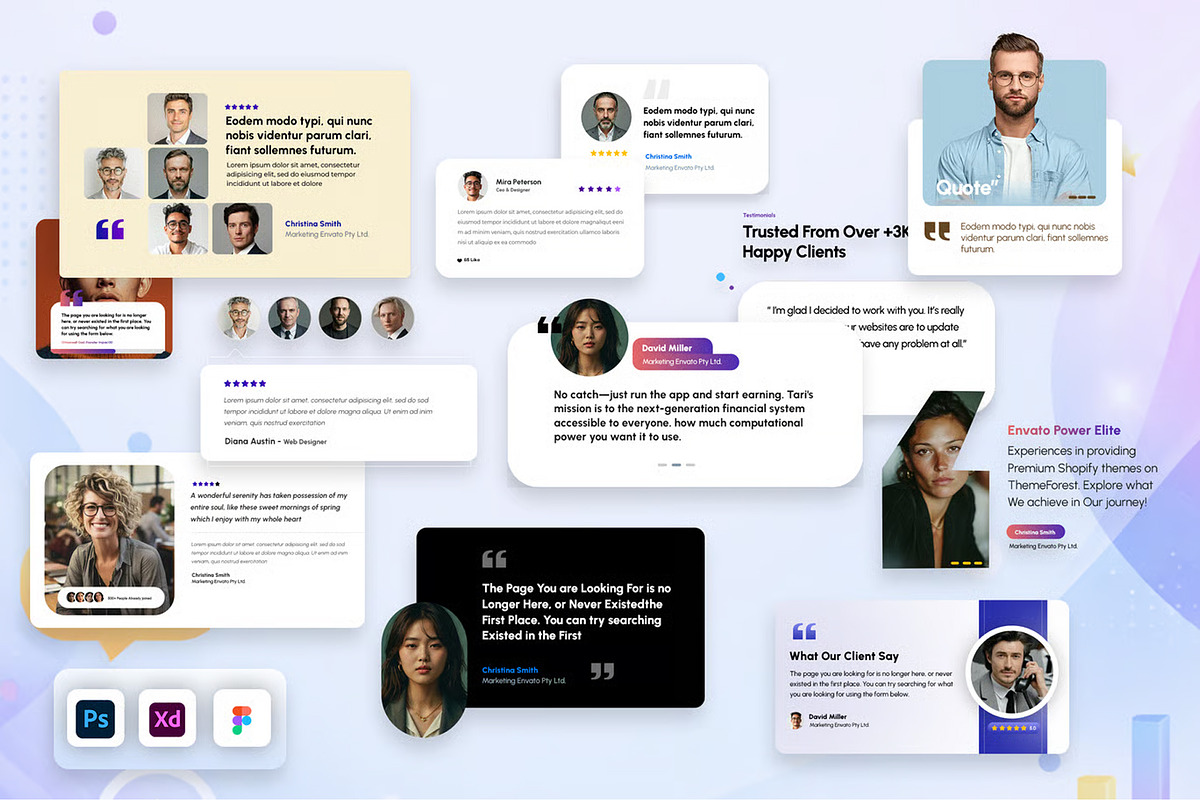 Modern Testimonial, an UI Kit Template by mockupbuys (Photo 1 of 2)
