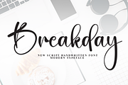 Breakday | Script Font, a Handwritten Font by Scratchones (Thumbnail 1 of 8)