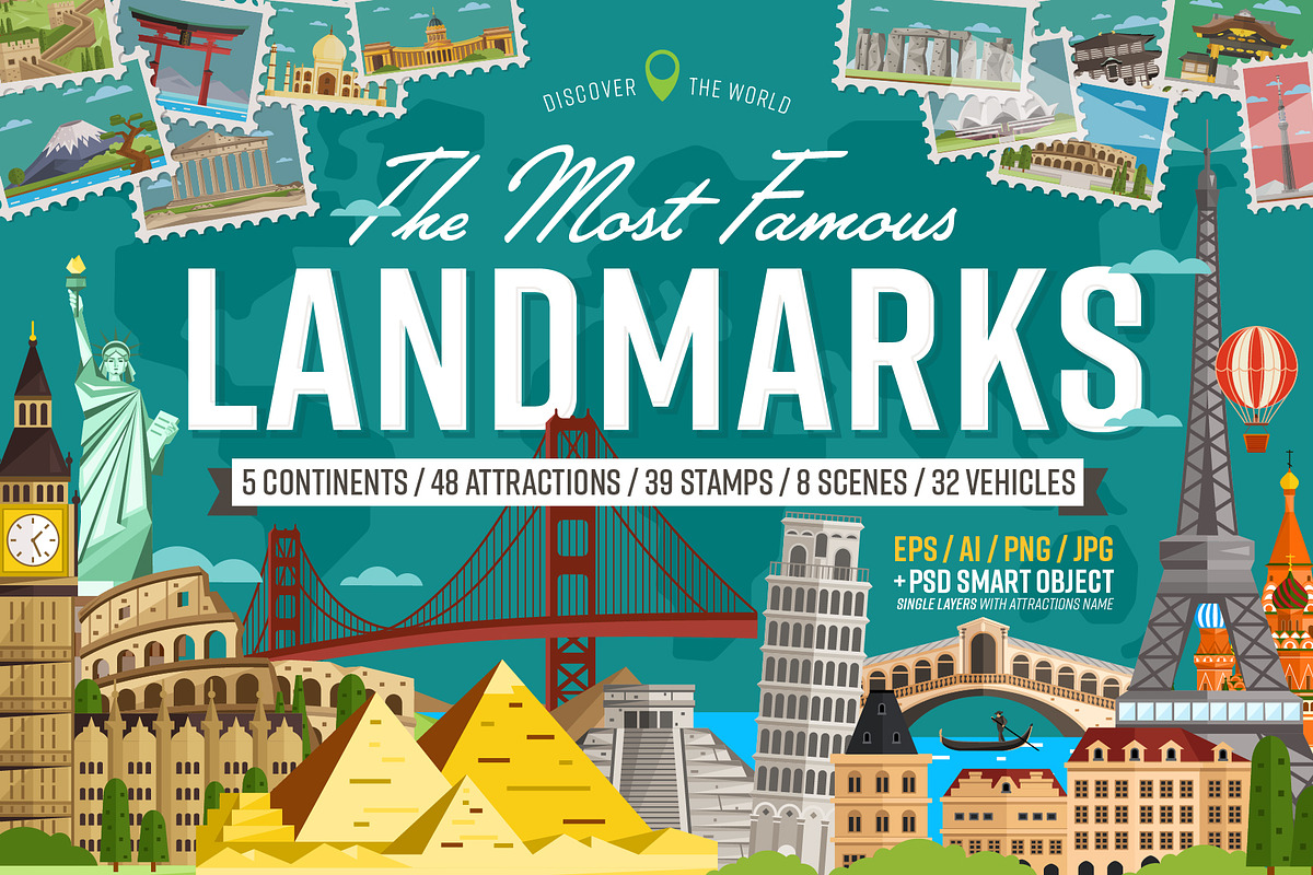 Most famous landmarks of the world, an Illustration by Alfazet Chronicles (Photo 1 of 12)