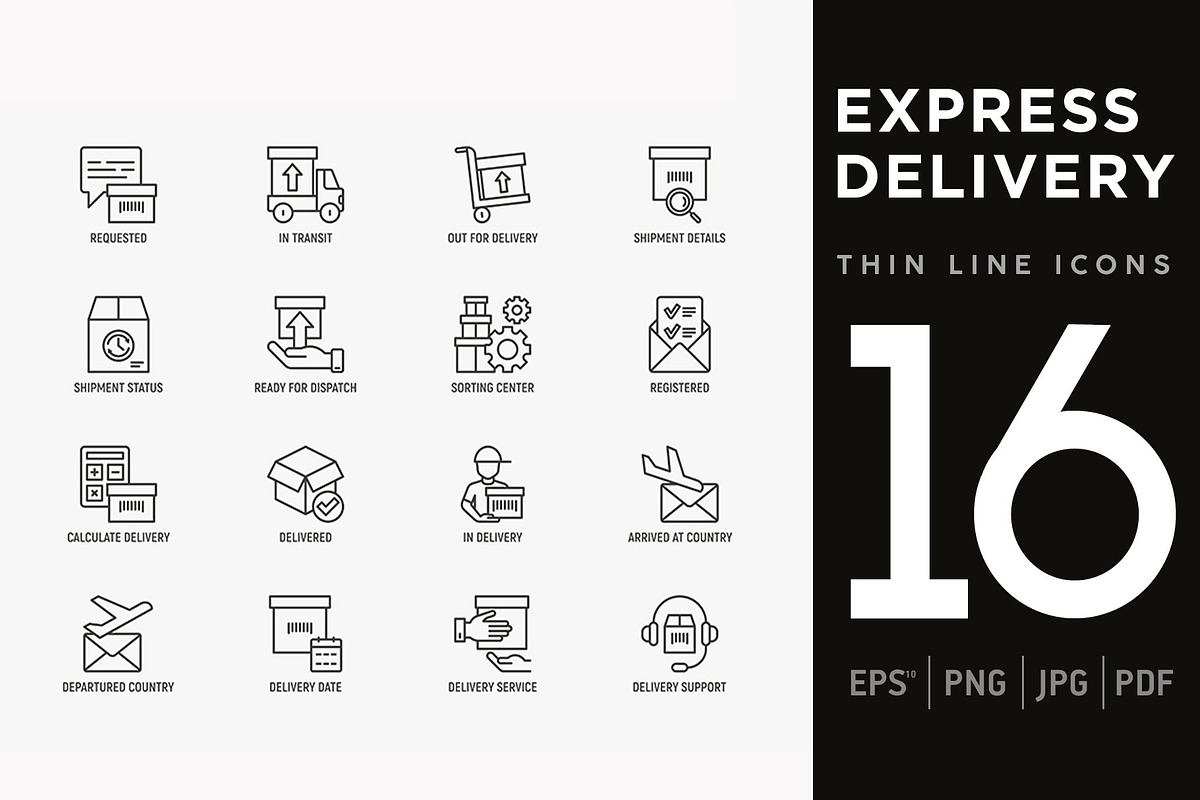 Express Delivery | 16 Thin Line Icon, an Outline Icon by Alex Blogoodf (Photo 1 of 11)
