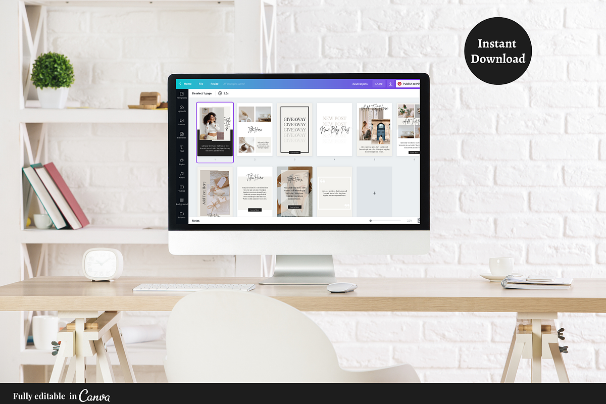 Minimalist Pinterest Templates Canva, a Social Media Template by Joanna Lane Designs (Photo 3 of 4)