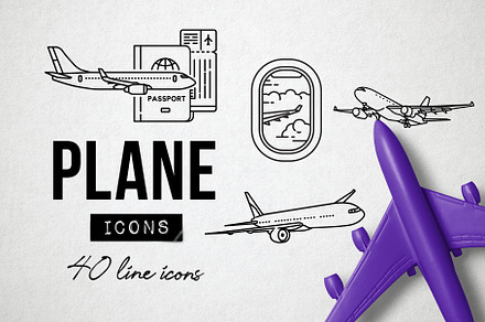 40 Plane Icons - Airplane, Travel, an Outline Icon by Hatch Design Workshop
