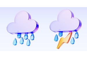 Weather forecast 3d render icon set, an Environmental 3D Model by Marozhkastudio