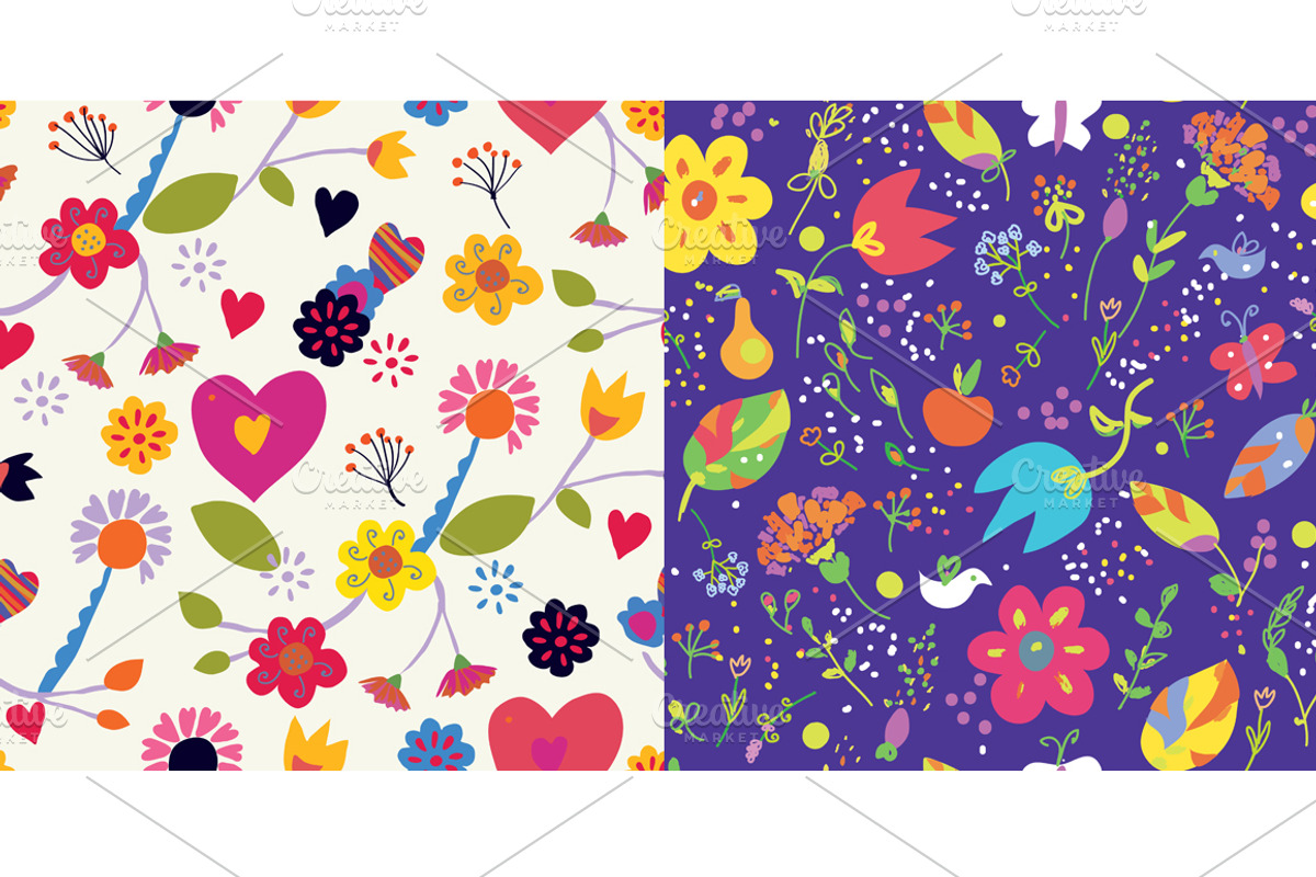 Floral seamless summer set preview 3