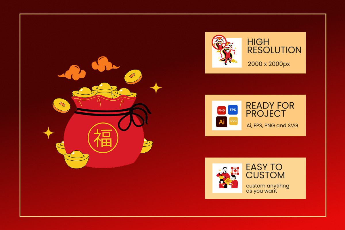 Lunar New Year Illustration Pack, a Seasonal Illustration by Loin Studio (Photo 2 of 3)