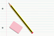 Pencil and eraser on a lined sheet, an Object Graphic by María Arencibia (Thumbnail 2 of 2)
